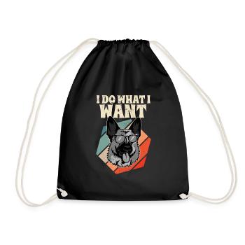 I Do What I Want German Shepherd I Retro German - Drawstring Bag - black - Front