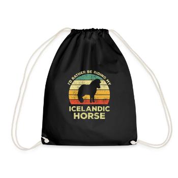 Funny I Would Rather Ride My Iceland Horse - Drawstring Bag - black - Front