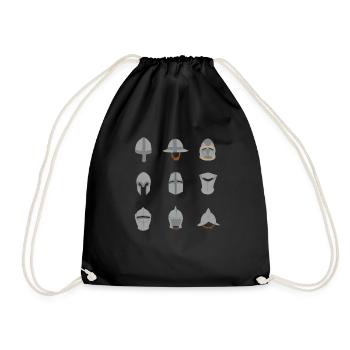Types of Medieval Helmets Middle Ages - Drawstring Bag - black - Front
