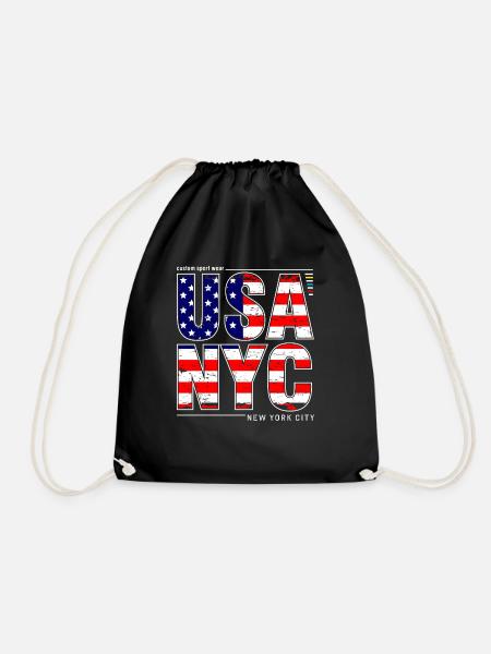 USA NYC New York City Amerikanische Flagge I Love NY - Turnbeutel - Schwarz