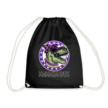Mamasaurus Mom Dinosaur T Rex Mama Saurus Family - Drawstring Bag - black - Front