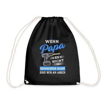 Papa Vater reparieren Heimwerker Werkzeug - Turnbeutel - Schwarz - Vorne