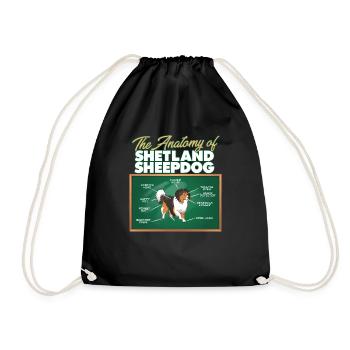 Anatomy Of A Shetland Sheepdog I Funny Sheepdog - Drawstring Bag - black - Front