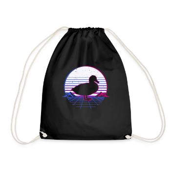 Retro Vintage Retrowave Duck Animal - Drawstring Bag - black - Front