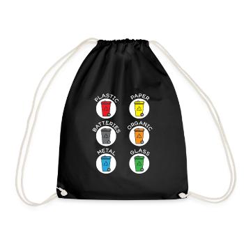 Recycling Waste management Waste collectors - Drawstring Bag - black - Front