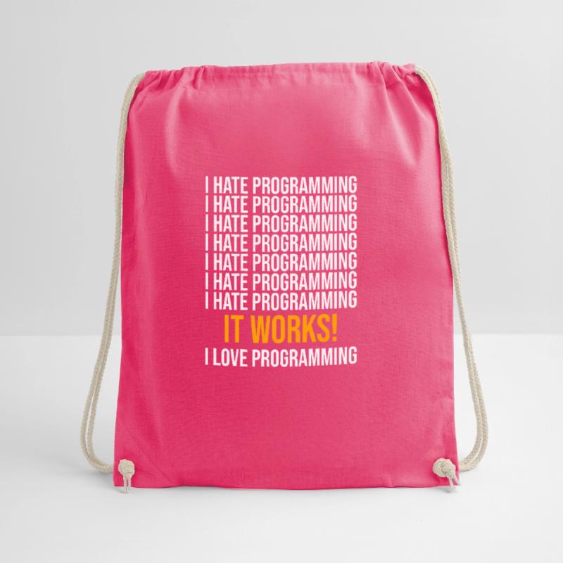I hate programming - Programmer saying Drawstring Bag