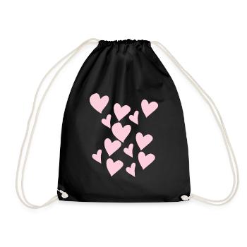 Delicate Pink Hearts - Drawstring Bag - black - Front