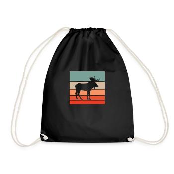 Nature Paysage Moose Deer Vintage Rétro - Sac de sport léger - noir - Devant