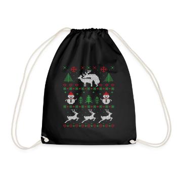 Joy Deer hässlicher Weihnachtspullover - Turnbeutel - Schwarz - Vorne