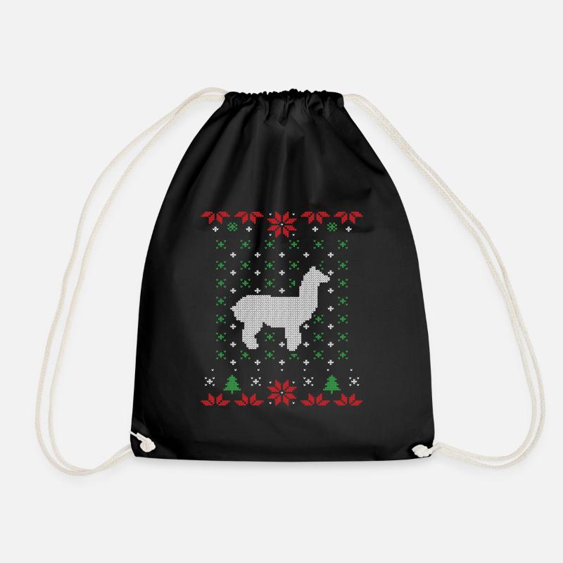 Lama hässlicher Weihnachtspullover - Turnbeutel - Schwarz