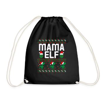 Mama Elf hässlicher Weihnachtspullover - Turnbeutel - Schwarz - Vorne