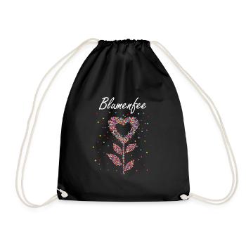 Blumenfee Floristin Floristik Blumen Geschenk - Turnbeutel - Schwarz - Vorne