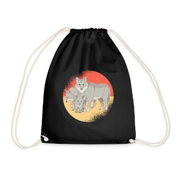 Wolf Famille Loups Loup Bébé Loup Mère Famille - Sac de sport léger - noir - Devant
