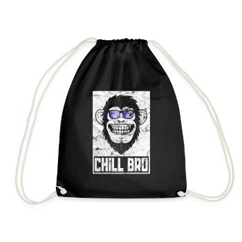 Chill Bro - Cooler Affe mit Sonnebrille Geschenkid - Turnbeutel - Schwarz - Vorne