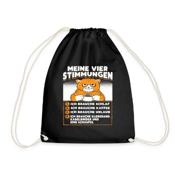 Katze Lustige Sprüche Kaffee - Turnbeutel - Schwarz - Vorne