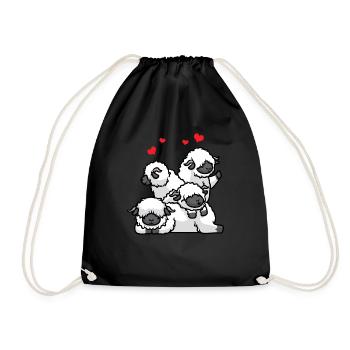 Valais Black-nosed Sheep Sheep With Heart Animal - Drawstring Bag - black - Front