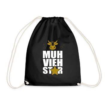 Muh Vieh Star Rinderzüchter Landwirt Kühe Kuh Kopf - Turnbeutel - Schwarz - Vorne