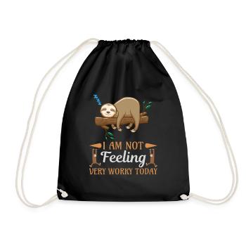 Cool hipster T-shirt with sloth - Drawstring Bag - black - Front