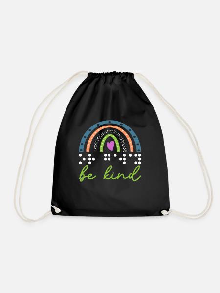 Be Nice Braille Visual Impairment Braille - Drawstring Bag - black