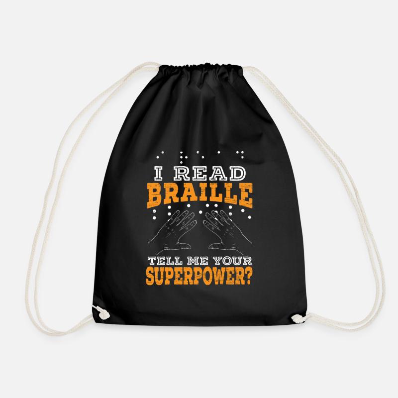 I can read Braille Visual impairment - Drawstring Bag - black