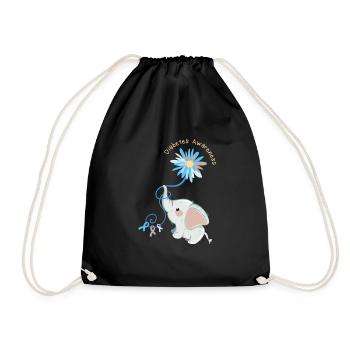 Diabetic I Elephant Sunflower I Diabetes Awareness - Drawstring Bag - black - Front