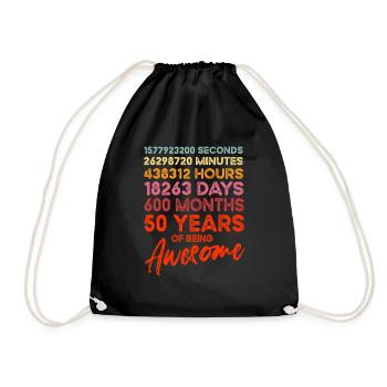 50th birthday - Drawstring Bag - black - Front