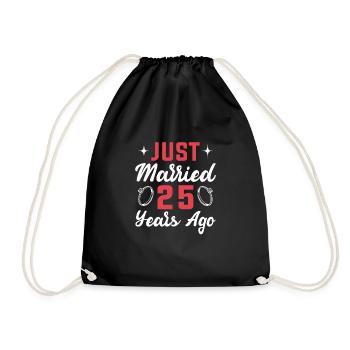 25. Hochzeitstag Silberhochzeit - Turnbeutel - Schwarz - Vorne
