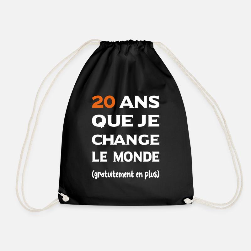 20 ans que je change le monde - cadeau 20 ans - Sac de sport léger - noir