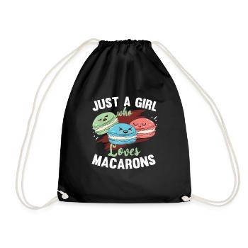 Just A Girl Who Loves Macarons Women Macaron - Drawstring Bag - black - Front