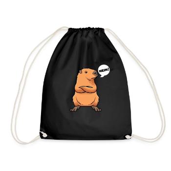 Capybara Wasserschwein - Turnbeutel - Schwarz - Vorne