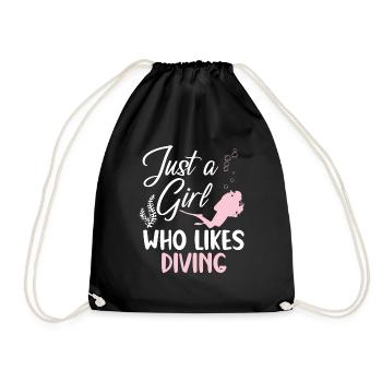 Just one girl who loves divers - Drawstring Bag - black - Front