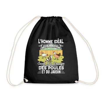Poules T-shirt L'Homme Idéal Cadeau Jardinier - Sac de sport léger - noir - Devant