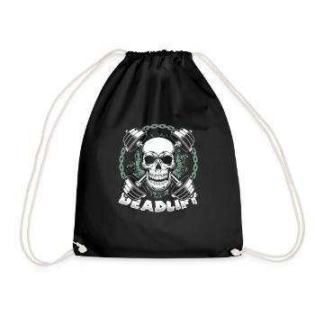 Skull Deadlift Barbell Gym Workout Fitness - Drawstring Bag - black - Front