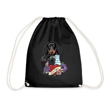 I Love Mom Tattoo I Dachshund Mom - Turnbeutel - Schwarz - Vorne