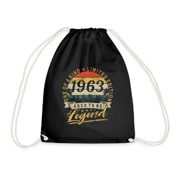 Limited Edition Geburtsjahr 1963 Geburtstag Retro - Turnbeutel - Schwarz - Vorne