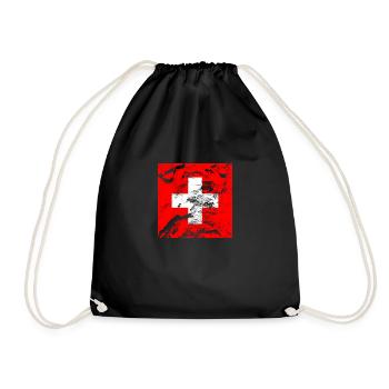 Schweiz Schweizer Flagge - Turnbeutel - Schwarz - Vorne