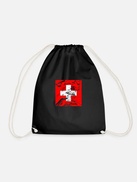 Schweiz Schweizer Flagge - Turnbeutel - Schwarz