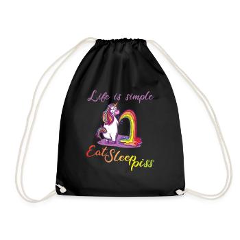 Life is simple - Eat sleep piss - Turnbeutel - Schwarz - Vorne