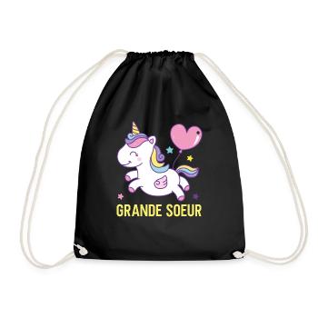 Grande sœur Licorne - Sac de sport léger - noir - Devant