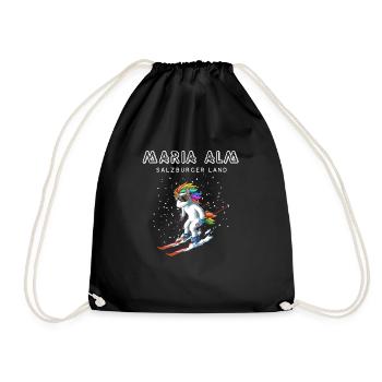 Maria Alm Salzburger Land Österreich Retro Ski - Turnbeutel - Schwarz - Vorne