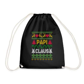 Papi Claus Santa Reindeer Tree Ugly Christmas - Turnbeutel - Schwarz - Vorne