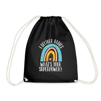 Midwife OBGYN Nurse Obstetric Birth Midwifery - Drawstring Bag - black - Front