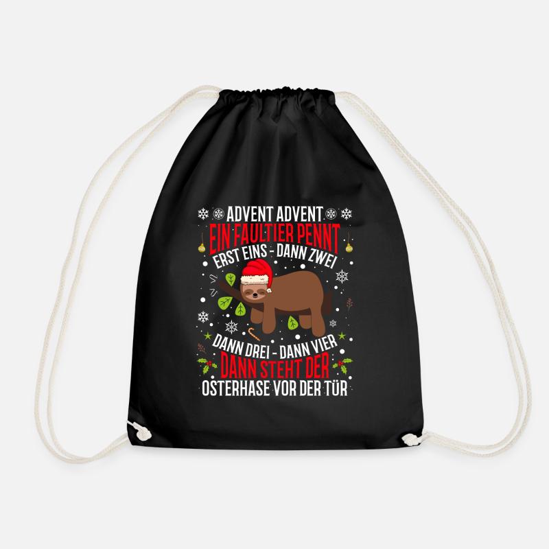 Faultier Weihnachten - Turnbeutel - Schwarz