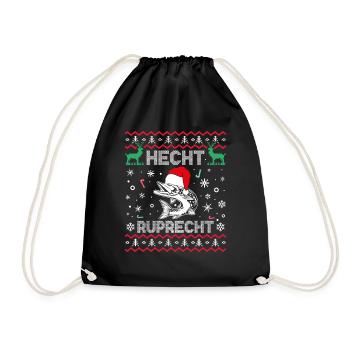 Hecht Ruprecht Lustige Geschenke Weihnachten - Turnbeutel - Schwarz - Vorne