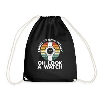 Watch Collecting Vintage Watch Lover Retro Watches - Drawstring Bag - black - Front
