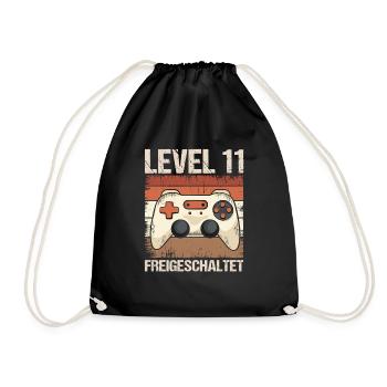 Gamer Level 11 Geburtstag Controller Gamepad retro - Turnbeutel - Schwarz - Vorne