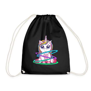 Rainbow Hulacorn Unicorn Rhythmic Gymnastics - Drawstring Bag - black - Front