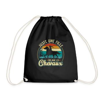 Une Fille Qui Aime Les Chevaux Cadeau Équitation - Sac de sport léger - noir - Devant