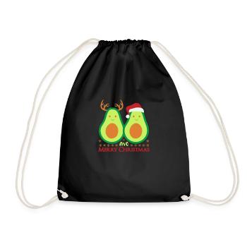 Christmas Avocado Vegan Gift - Drawstring Bag - black - Front