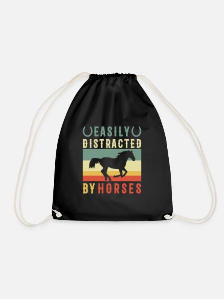 Horses Distraction - Drawstring Bag - black